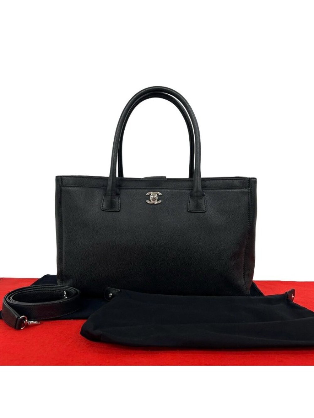 Chanel Executive Tote Caviar Leather 2-Way Shoulder Bag Black